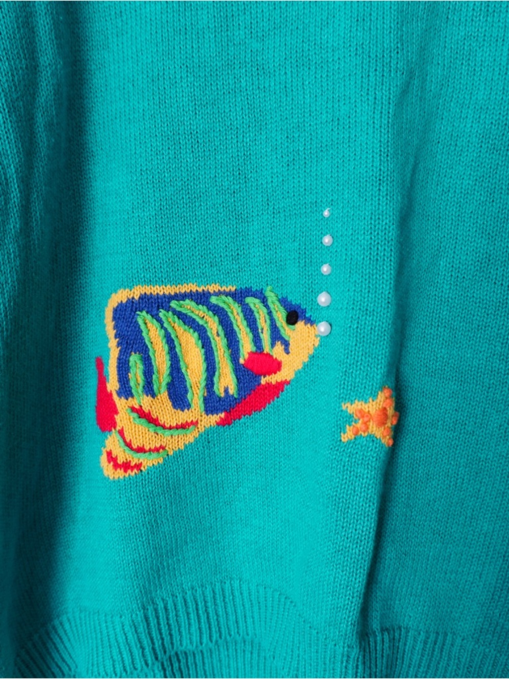 The Quaker Factory Embroidered Fish Ocean Button Cardigan - Picture 6 of 10